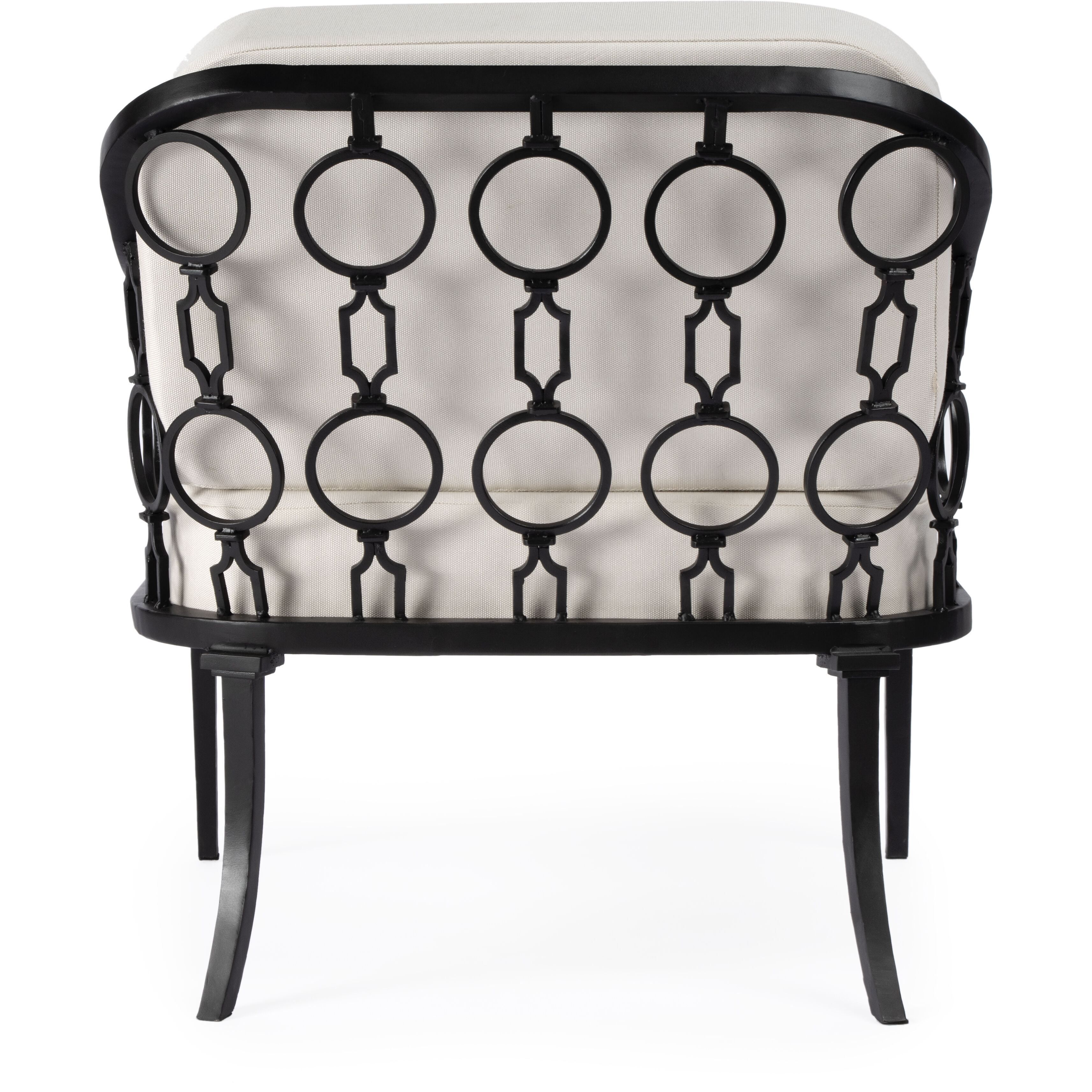 Southport Iron Upholstered Outdoor Lounge Chair in Black