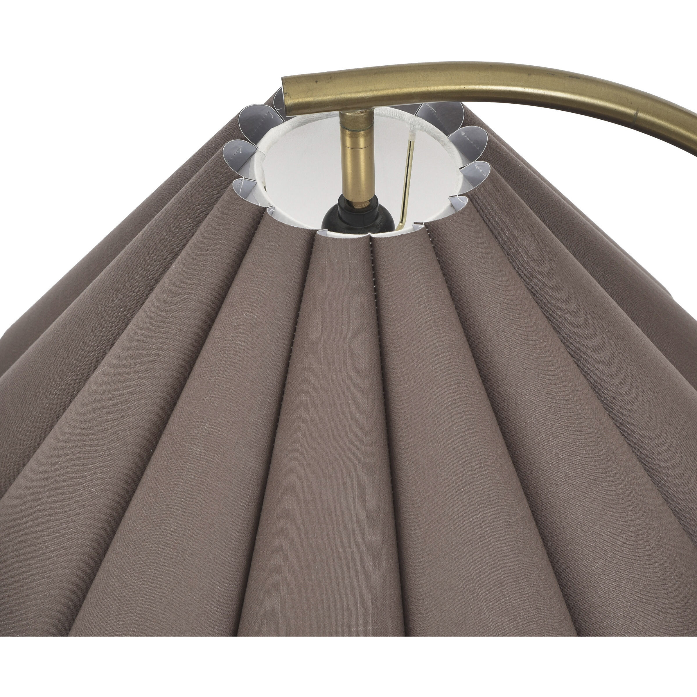 Vivienne 64 inch 100 watt White Marble and Polished Brass Floor Lamp Portable Light in Off-Brown Shade