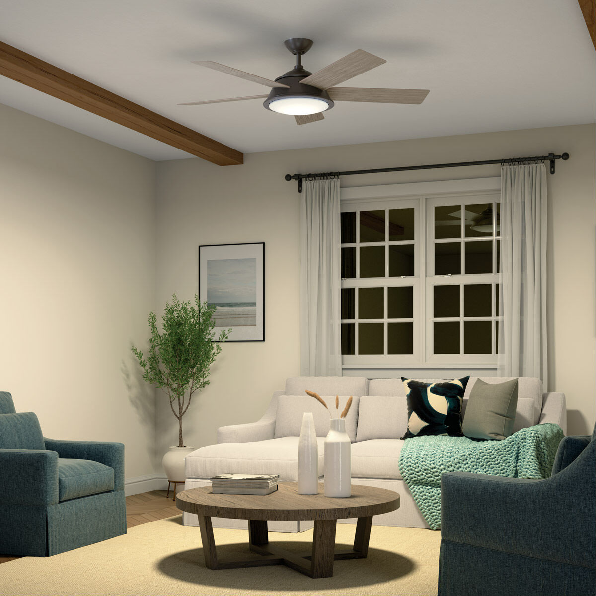 Verdi 56 inch Olde Bronze with Dark Walnut Blades Ceiling Fan