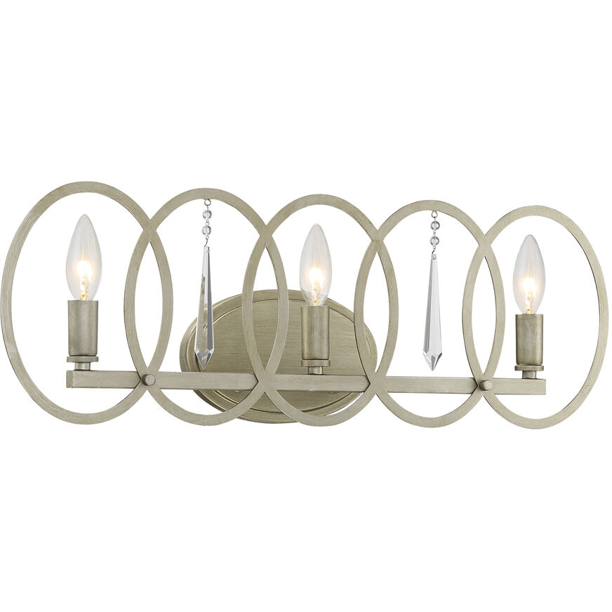 Hutton 3 Light 24.5 inch Sterling Gold Bath Bar Wall Light