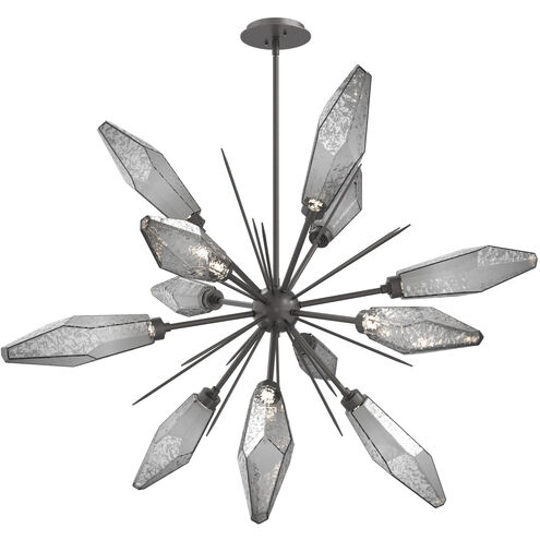 Rock Crystal LED 38.1 inch Graphite Chandelier Ceiling Light in Chilled Smoke, 2700K LED, Starburst
