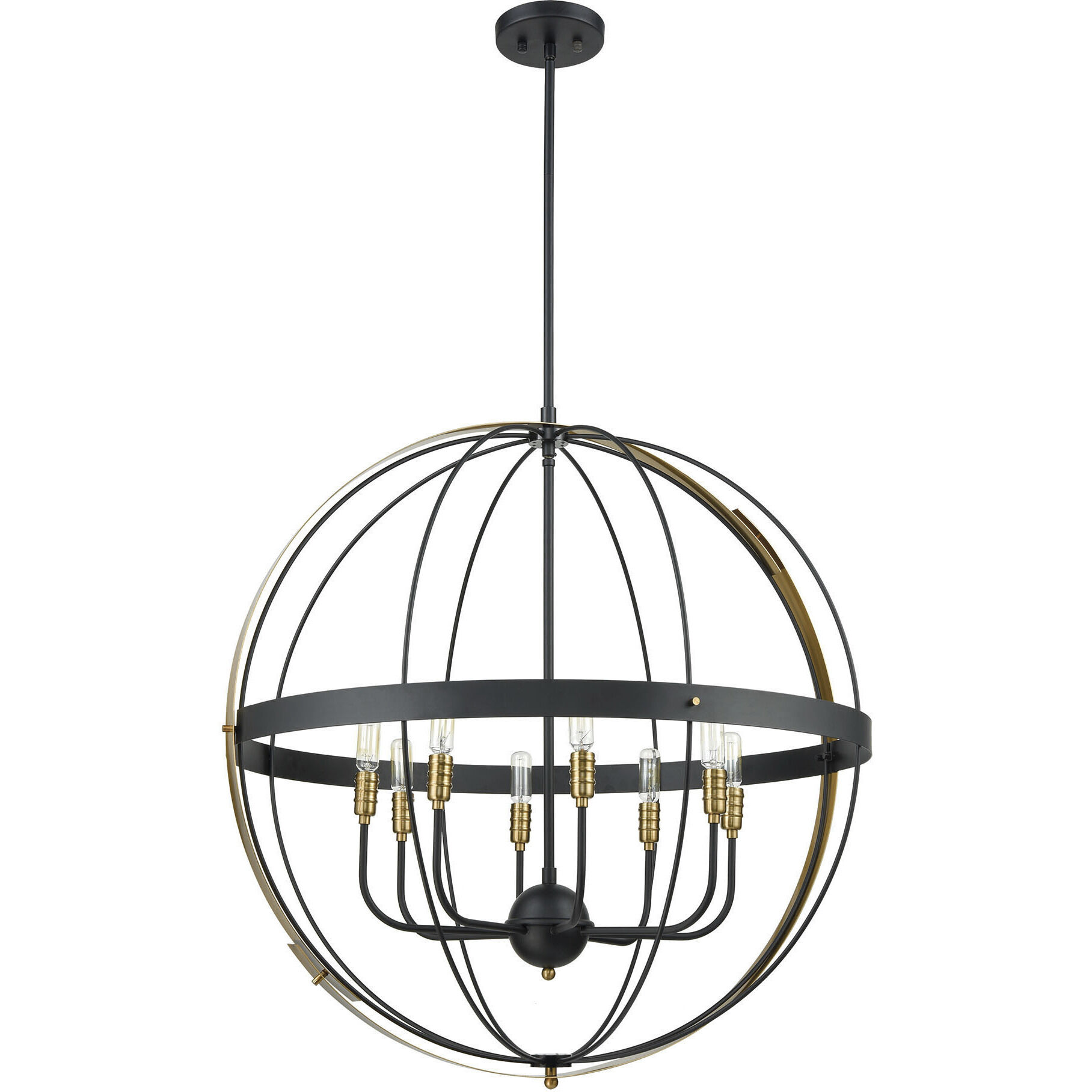 Caldwell 8 Light 32 inch Matte Black with Satin Brass Chandelier Ceiling Light