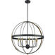 Caldwell 8 Light 32 inch Matte Black with Satin Brass Chandelier Ceiling Light