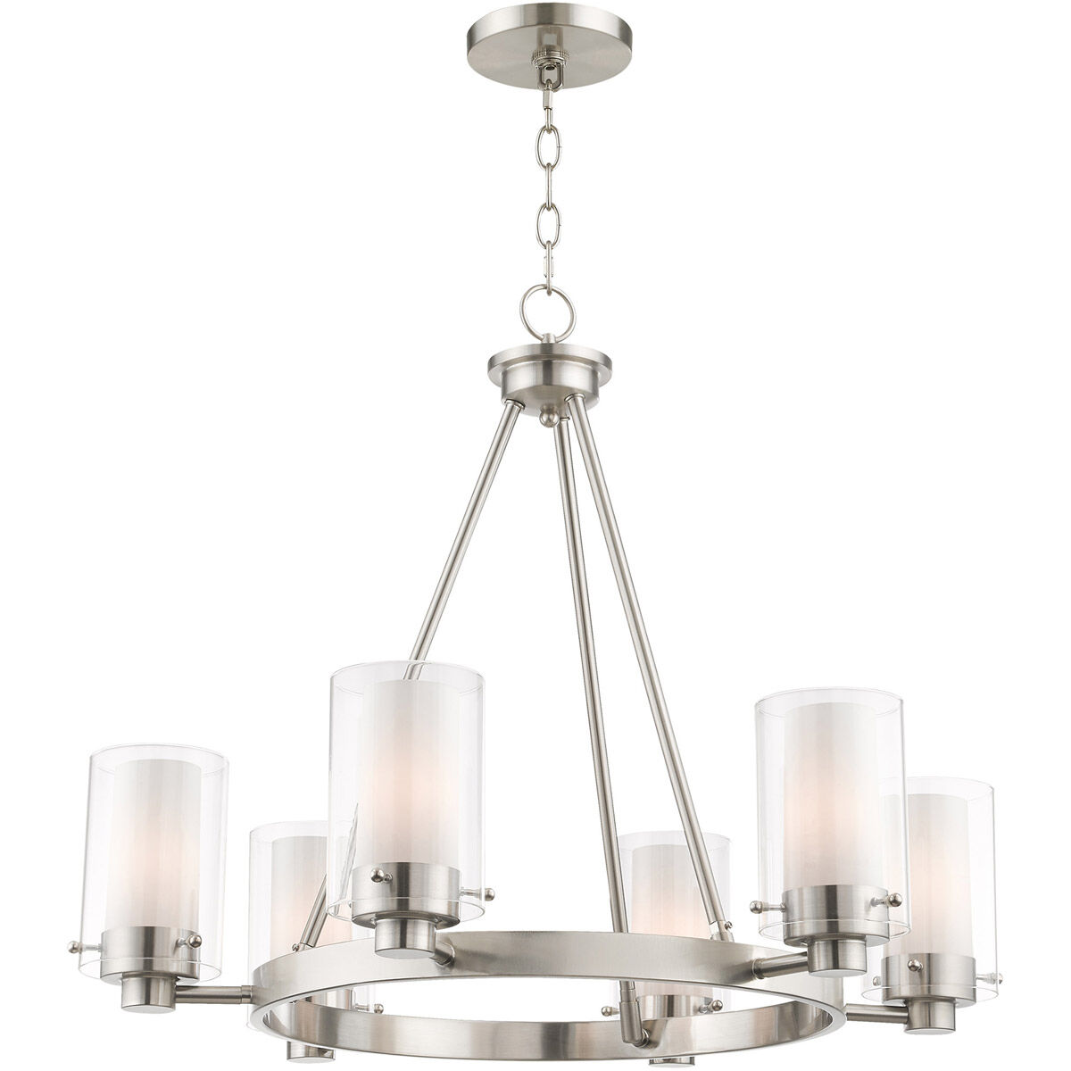 Manhattan 6 Light 26 inch Brushed Nickel Chandelier Ceiling Light