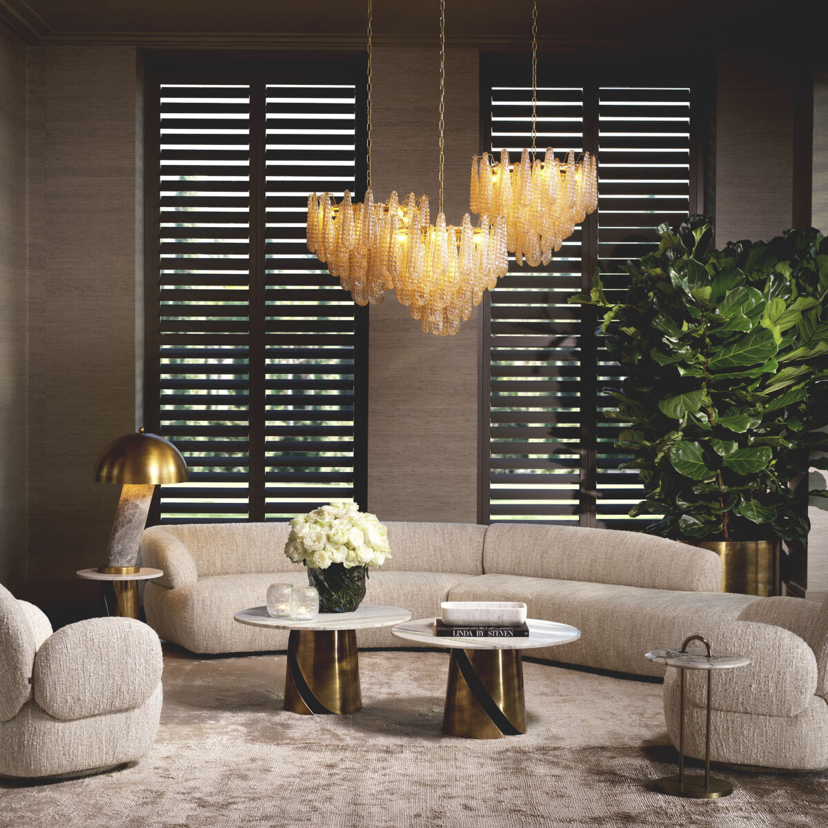 Chaves 9 Light 25 inch Champagne-Colored Glass Chandelier Ceiling Light, Small