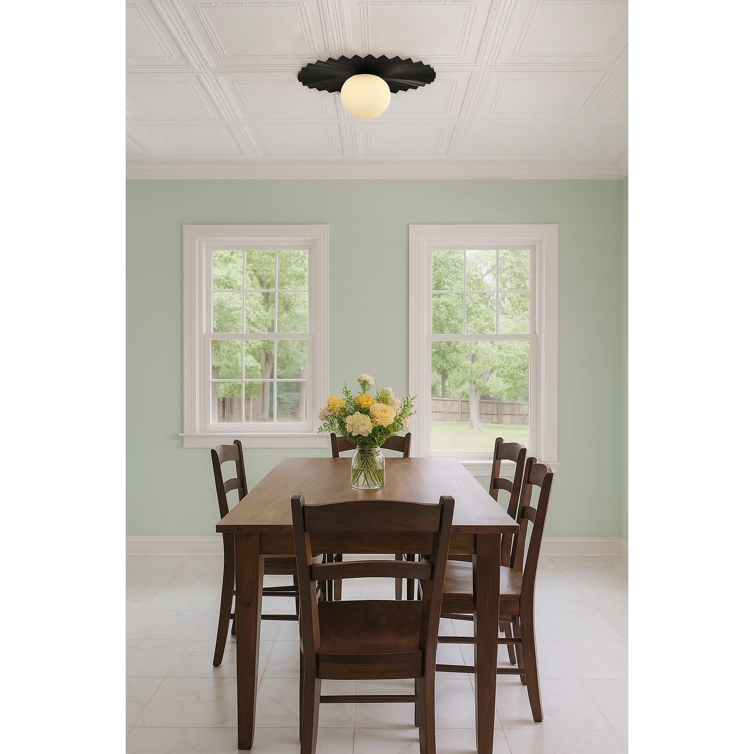 Stevie 1 Light 13.75 inch Black Flush Mount Ceiling Light, Medium