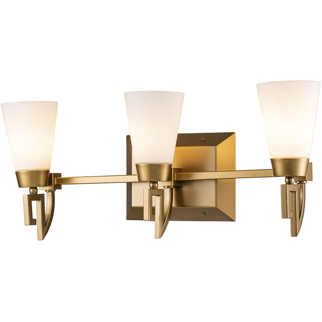 Lemuria 3 Light 24 inch Laquered Gold Bath Bar Wall Light
