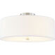 Textile Collection 4 Light 18 inch Brushed Nickel Semi Flush Ceiling Light in White, Classic Family