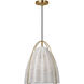 Sean Lavin Norman 1 Light 13.38 inch Satin Brass with Chalk Wicker Pendant Ceiling Light