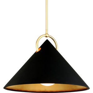 Charm 1 Light 30 inch Black and Gold Leaf Pendant Ceiling Light