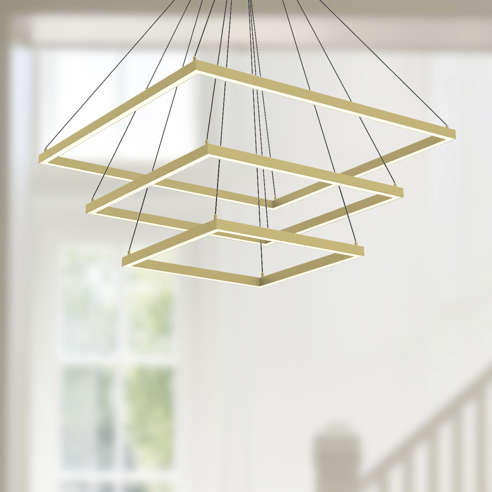 Piazza LED 31.5 inch Brushed Gold Chandelier Ceiling Light