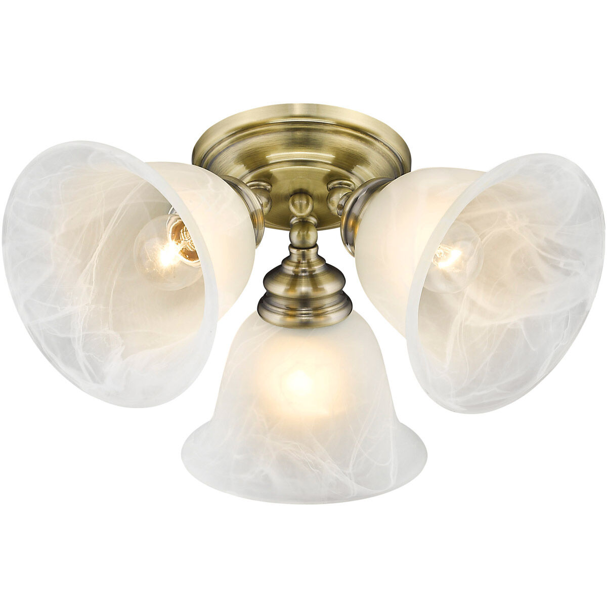 Essex 3 Light 15 inch Antique Brass Semi-Flush Mount Ceiling Light