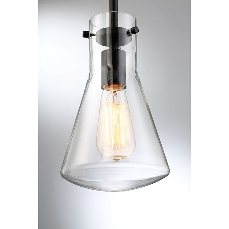 Industrial 1 Light 6.25 inch Matte Black Pendant Ceiling Light
