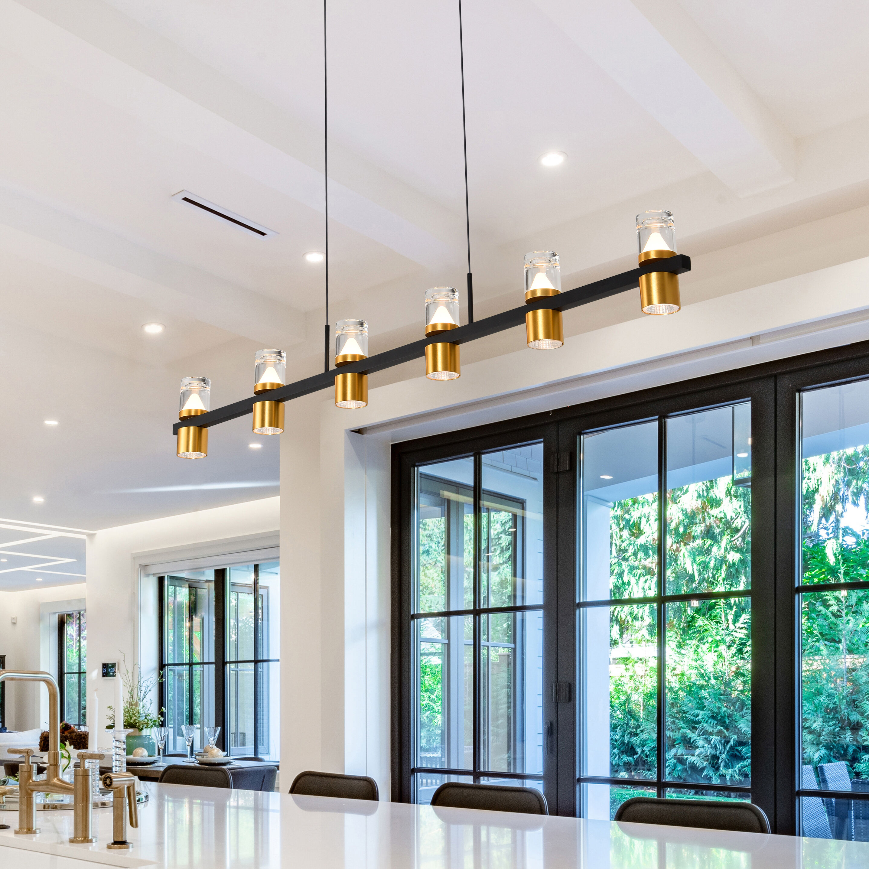 Ellegi Series Linear Chandelier Ceiling Light, Artisan Collection