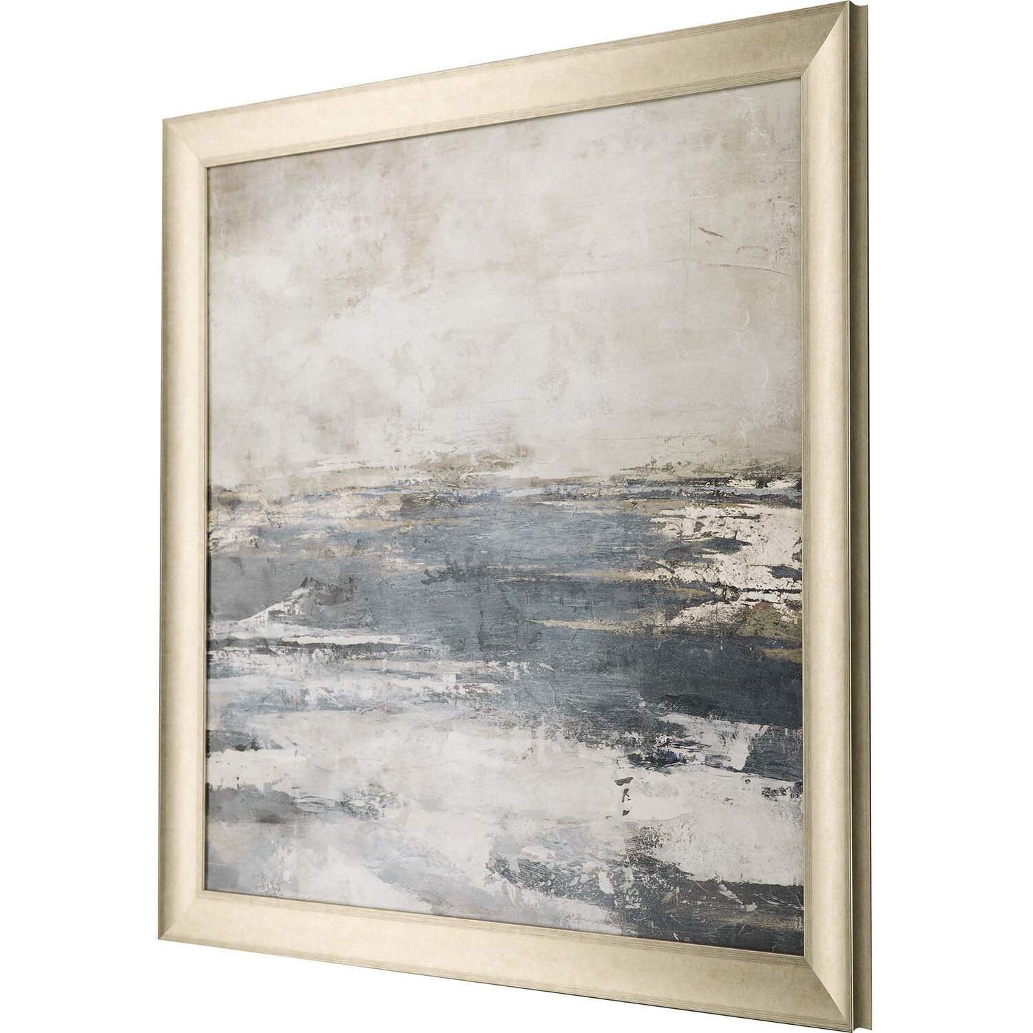 Abstract Blue and Beige and White and Brown Framed Art