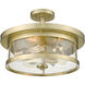 Canada 3 Light 16 inch Gold Semi Flush Mount Ceiling Light