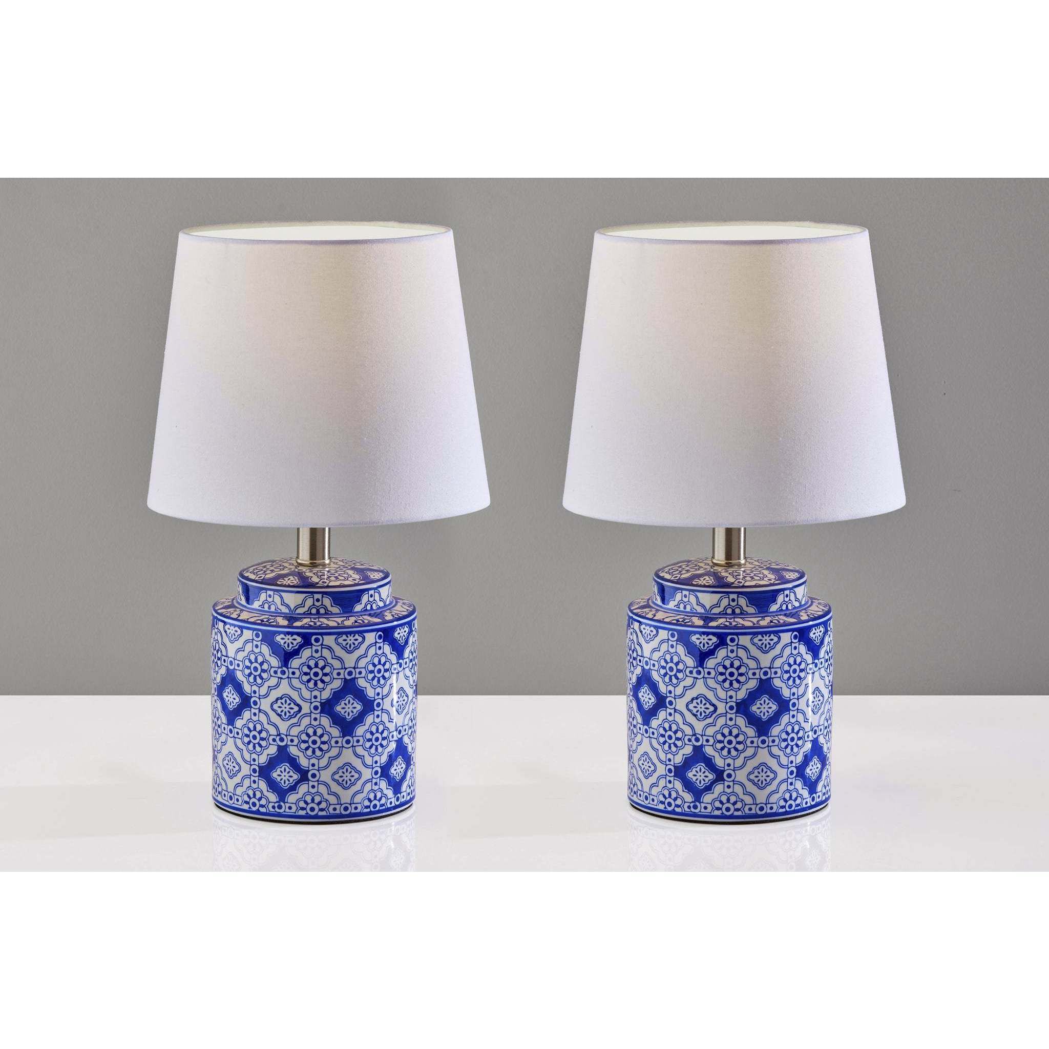 Polly 17 inch 60.00 watt Blue Table Lamps Portable Light, Simplee Adesso, 2 Pack