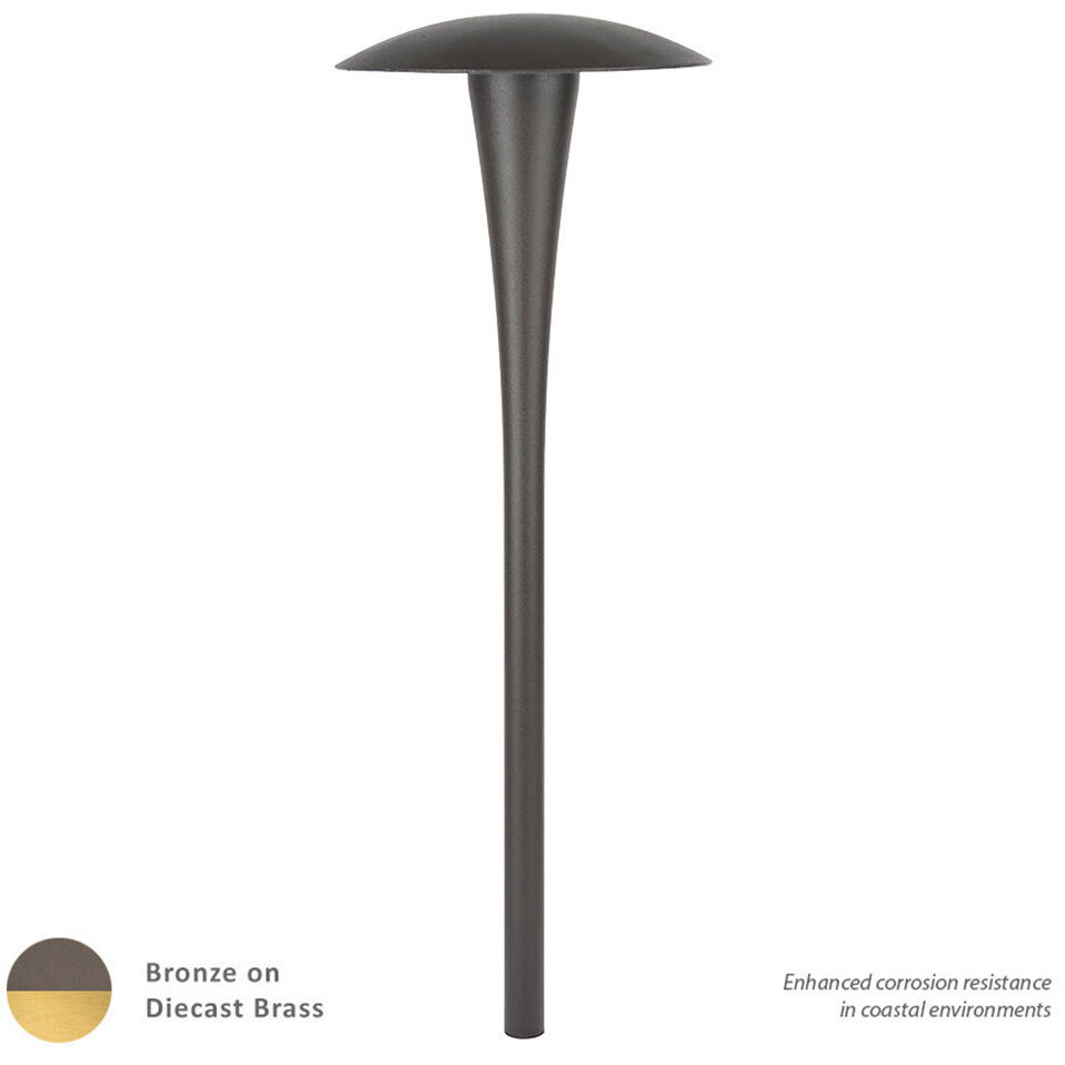 Round 12 5.8 watt Solid Brass Coated in Bronze Path Lighting in 3000K, Bronzed Brass, Path and Area Light, WAC Landscape