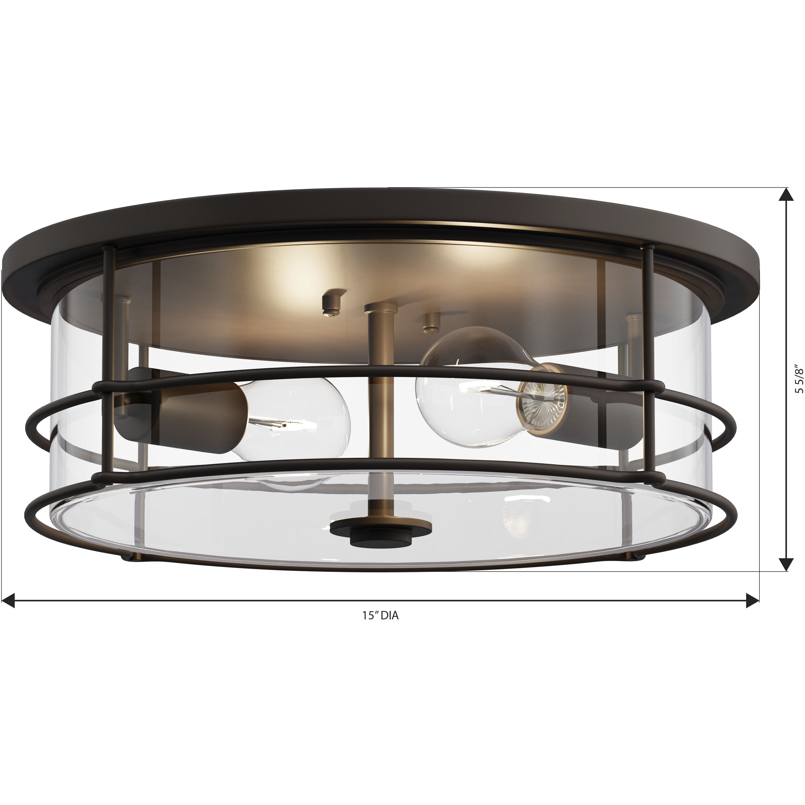 Lorenth 2 Light 15 inch Dark Matte Black Flush Mount Ceiling Light