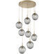 Aster LED LED Gilded Brass Chandelier Ceiling Light, Round Multi-Port