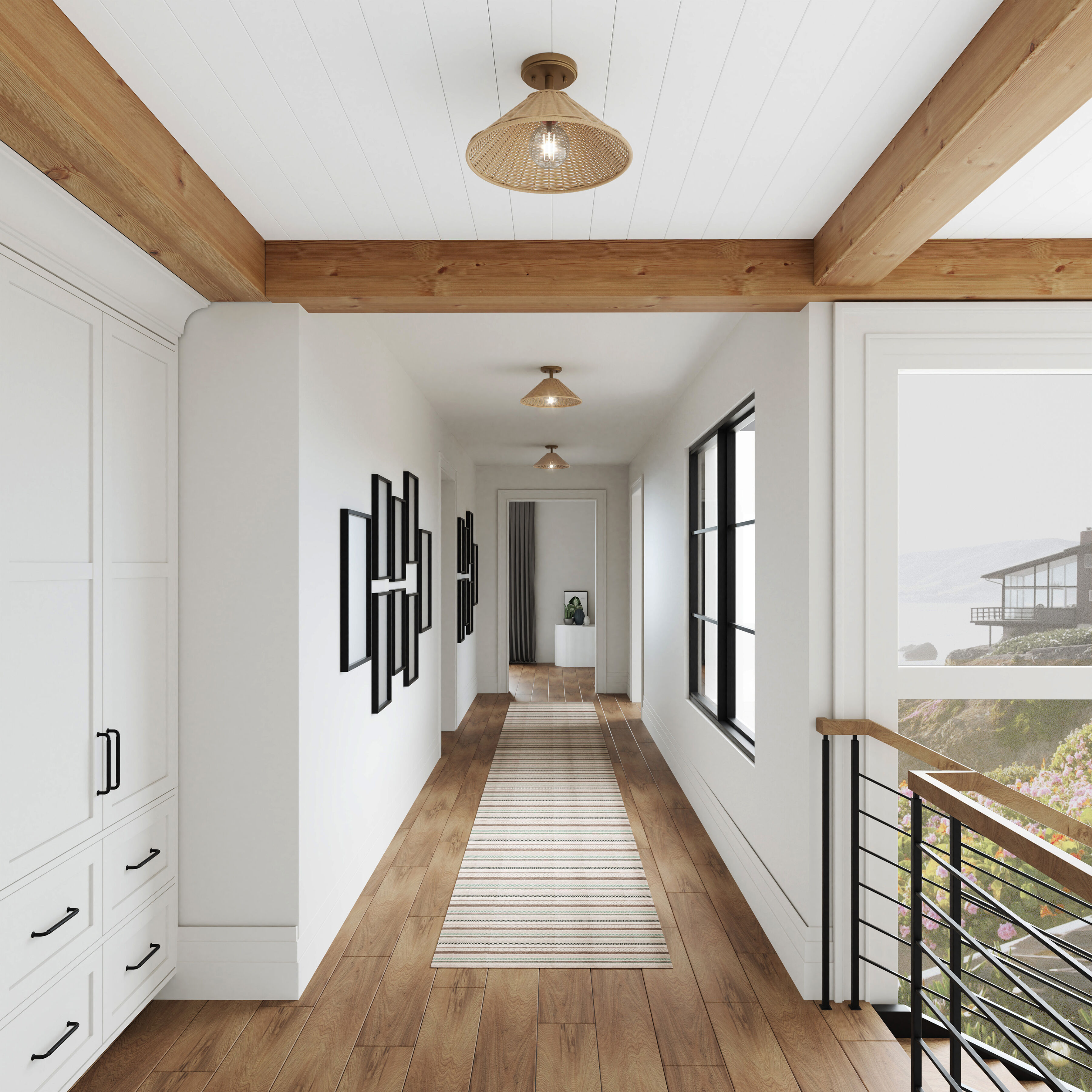 Rydell 1 Light 14 inch Brushed Gold with Natural Semi Flush Mount Ceiling Light