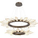 Rock Crystal LED Flat Bronze Chandelier Ceiling Light, Radial Ring Two Tier