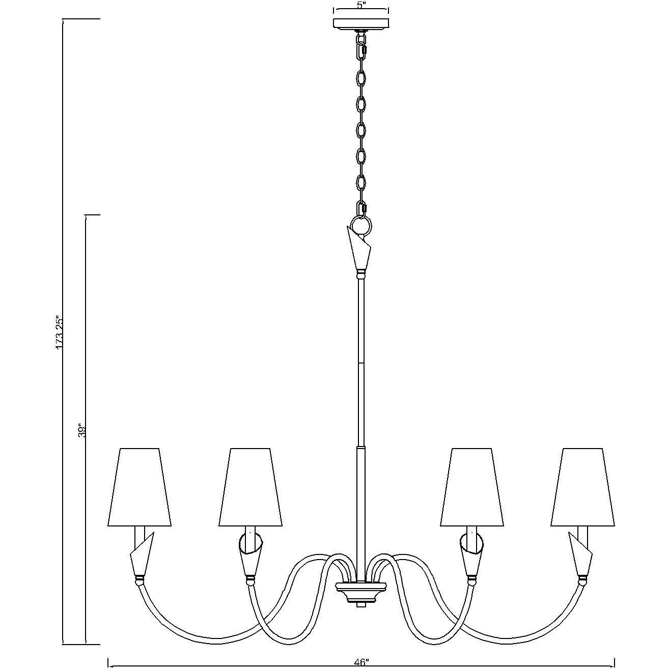 Claudelle 6 Light 46 inch Matte Black Chandelier Ceiling Light