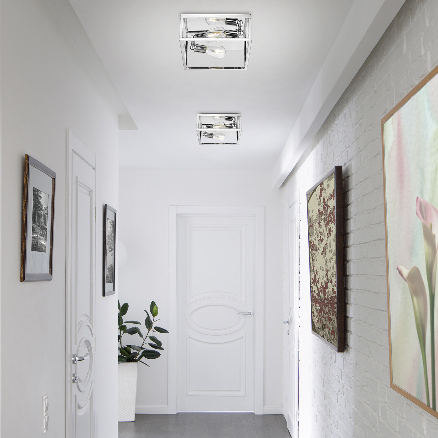 Wesson 2 Light 12 inch Chrome Flush Mount Ceiling Light