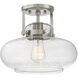 Traditional 1 Light 12 inch Brushed Nickel Semi-Flush Ceiling Light