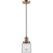 Franklin Restoration Bell LED 5 inch Antique Copper Mini Pendant Ceiling Light in Clear, Franklin Restoration