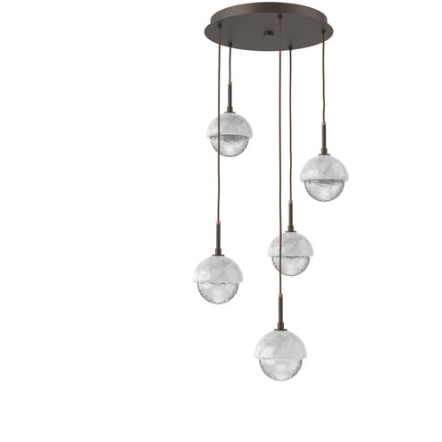 Cabochon LED Flat Bronze with White Marble Pendant Chandelier Ceiling Light in 3000K LED, Clear