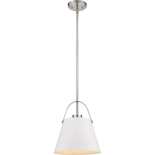 Z-Studio 1 Light 13 inch Matte White/Brushed Nickel Pendant Ceiling Light