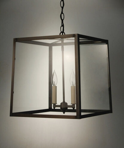 Transitional 2 Light 15 inch Antique Brass Pendant Ceiling Light in Clear Glass