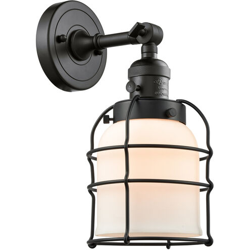 Franklin Restoration Small Bell Cage LED 6 inch Matte Black Sconce Wall Light, Franklin Restoration