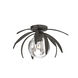 Dahlia 1 Light 21.3 inch Dark Smoke Semi-Flush Ceiling Light in Water