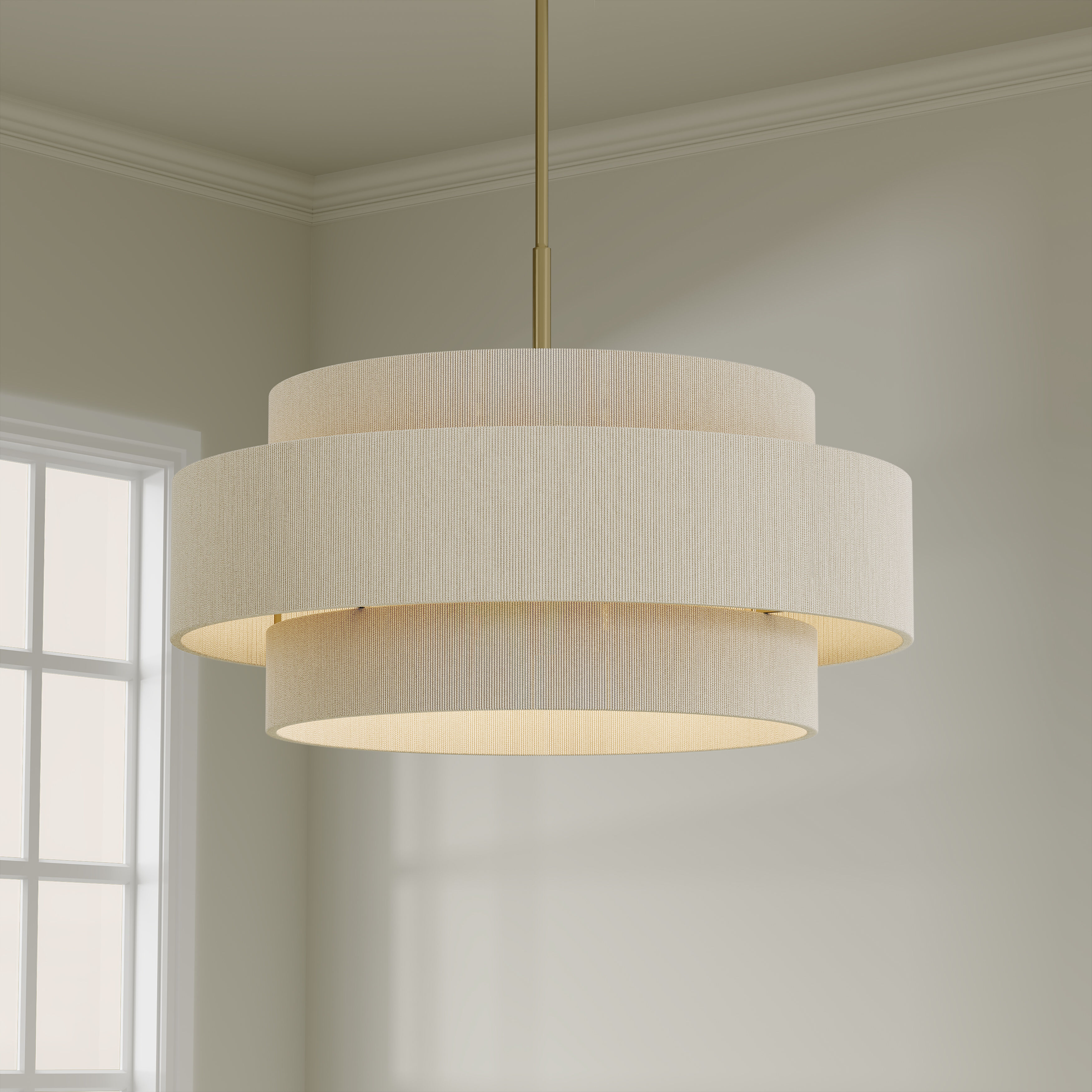 Helbert 6 Light 30 inch Vintage Brass Pendant Ceiling Light