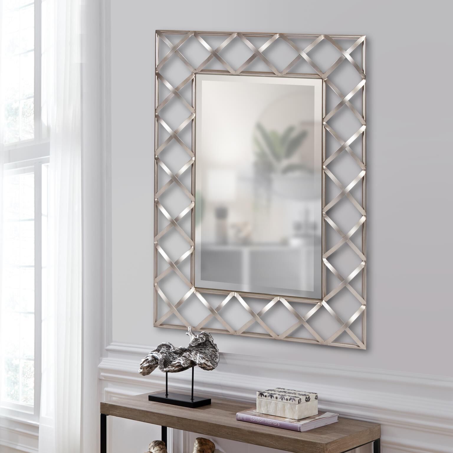 Trellis 32 X 24 inch Silver Mirror