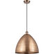 Ballston Dome 1 Light 16 inch Antique Copper Mini Pendant Ceiling Light