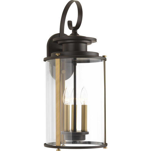 Squire 3 Light 23 inch Antique Bronze Outdoor Wall Lantern in Antique Bronze and Vintage Brass, Large