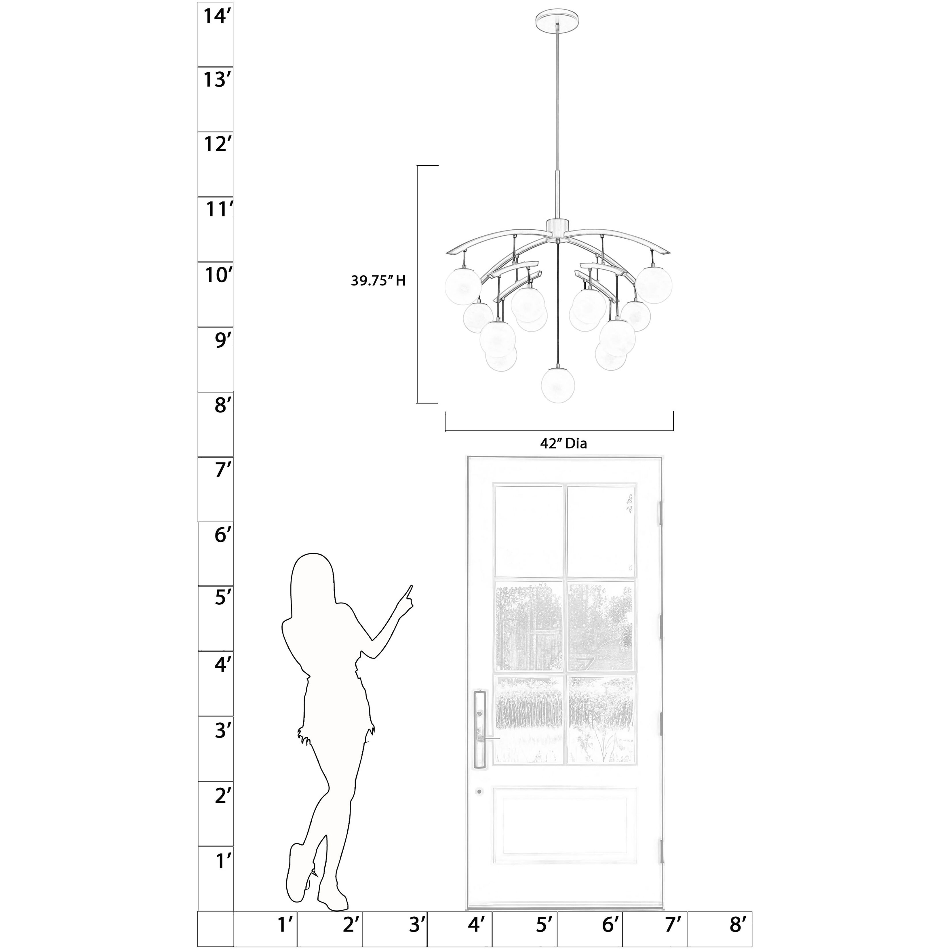 Curven 13 Light 42 inch Legacy Brass Chandelier Ceiling Light