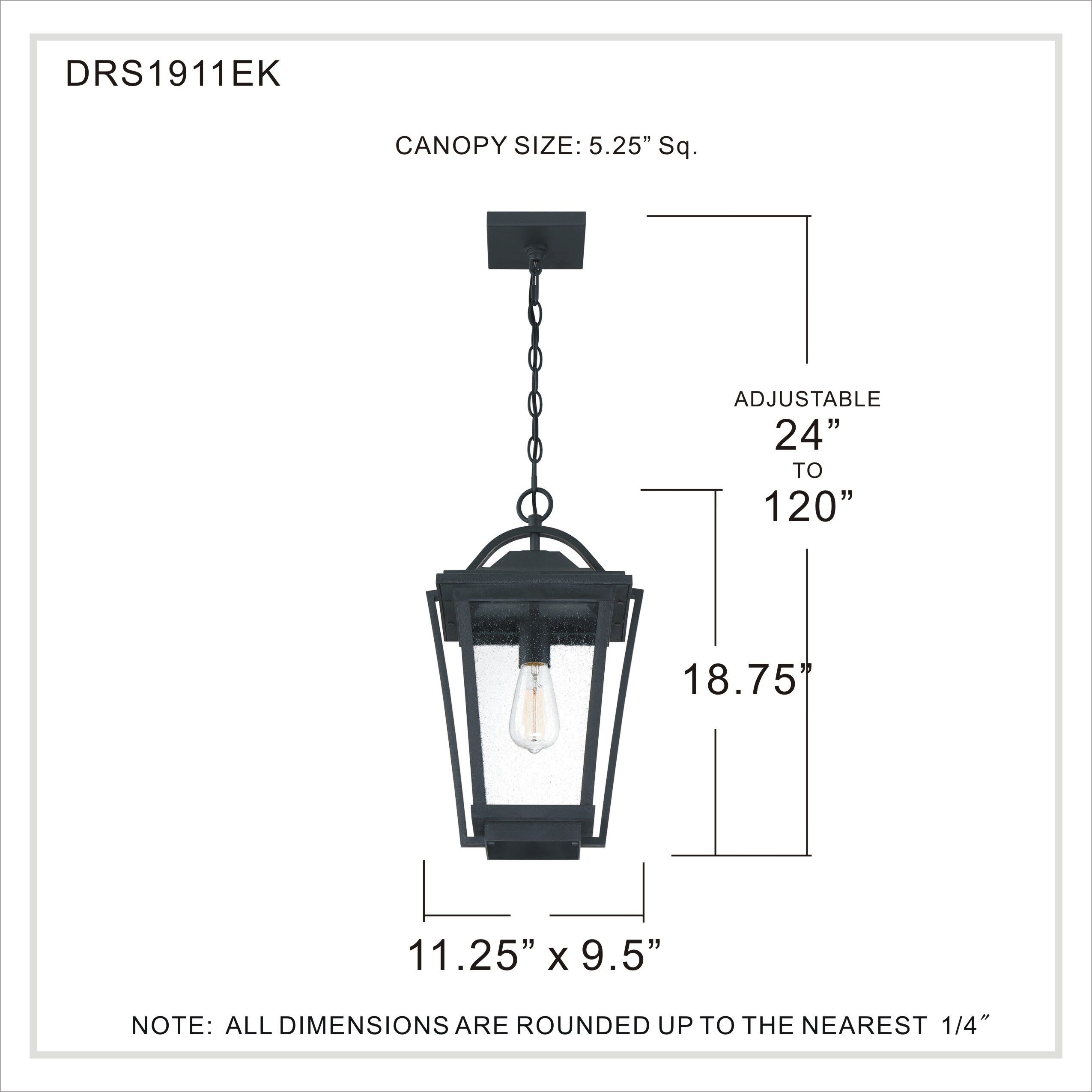 Darius 1 Light 11 inch Earth Black Outdoor Hanging Lantern