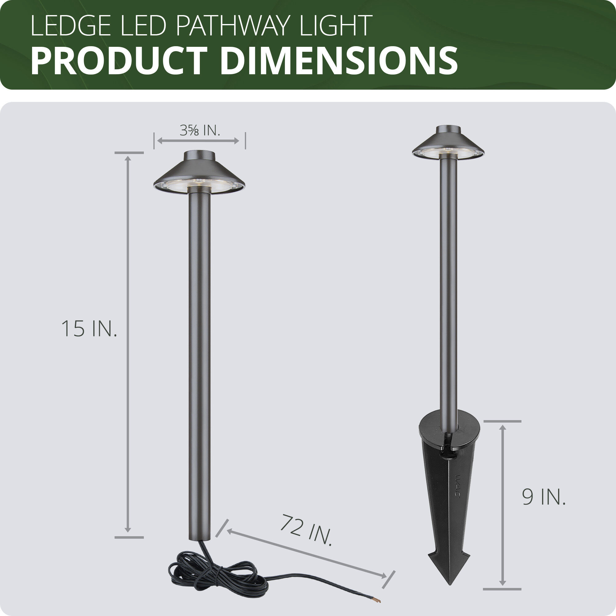 Interpath 12 2.5 watt Black Path Lighting in 2700K, Path and Area Light, WAC Landscape
