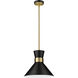 Soriano 1 Light 13.25 inch Matte Black and Heritage Brass Pendant Ceiling Light