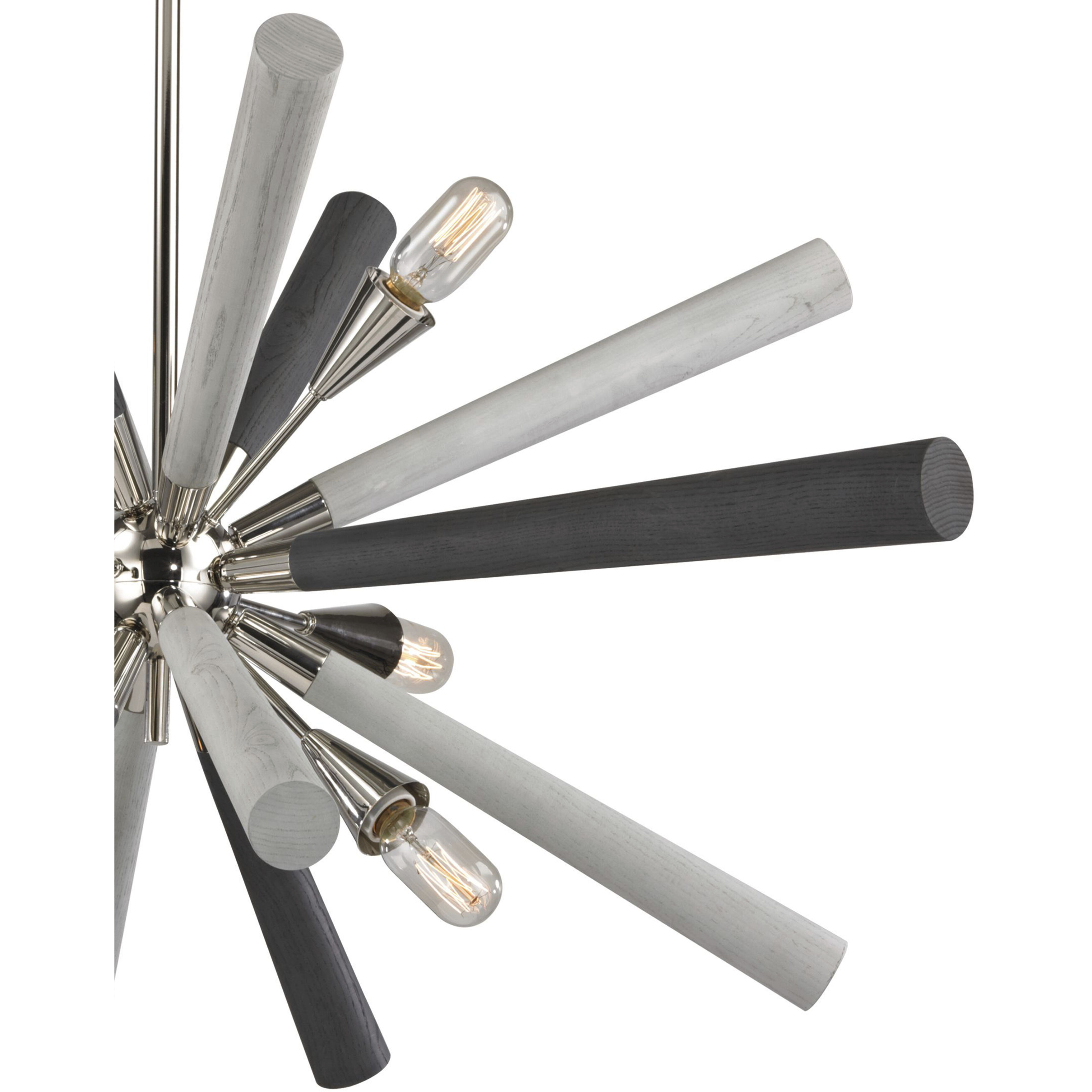 Solara 6 Light 44 inch Polished Nickel with Graywash Chandelier Ceiling Light