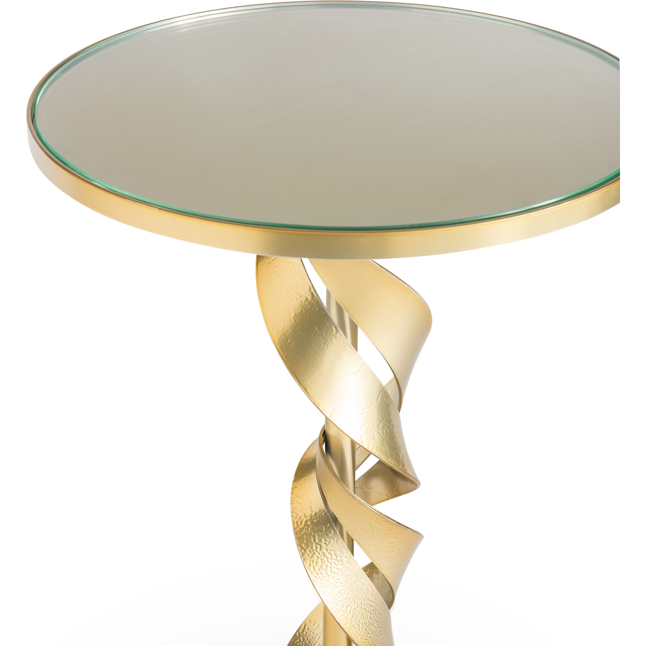 Folio 18.4 inch Modern Brass Accent Table, Glass Top