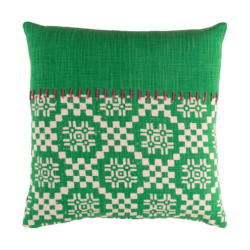 Delray 18 X 18 inch Grass Green and Cream Throw Pillow