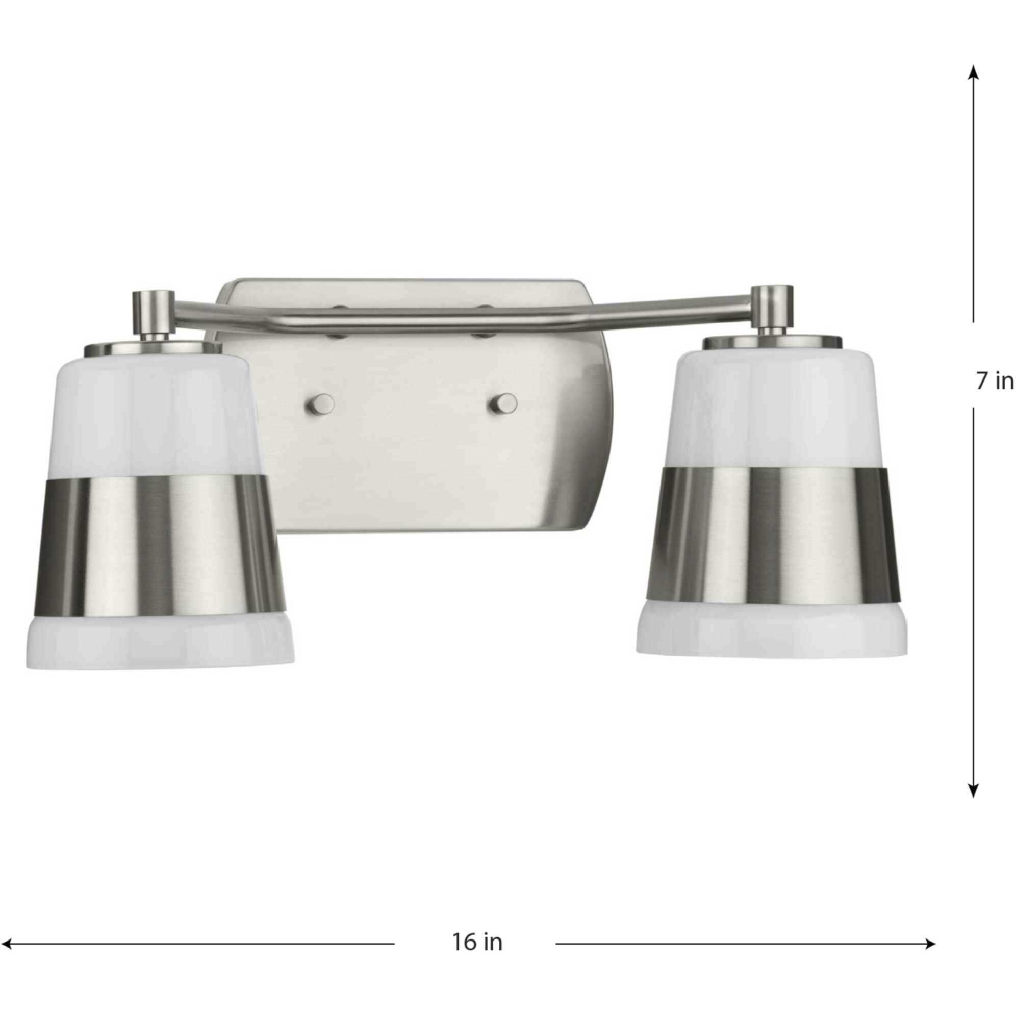 Haven 2 Light 16 inch Brushed Nickel Bath Light Wall Light