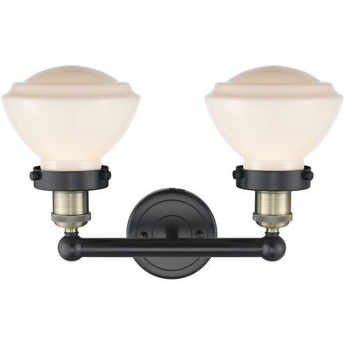 Olean 2 Light 15.5 inch Black Antique Brass and Matte White Bath Vanity Light Wall Light