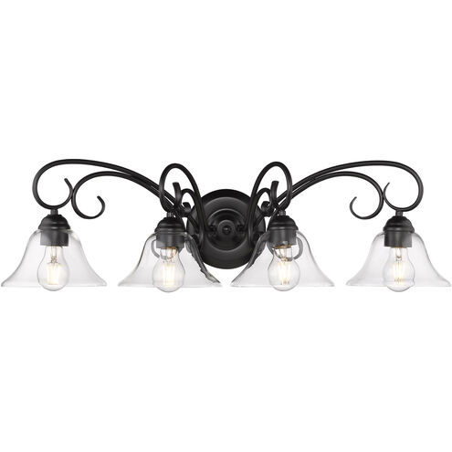 Homestead 4 Light 32 inch Matte Black Bath Vanity Wall Light in Clear Glass