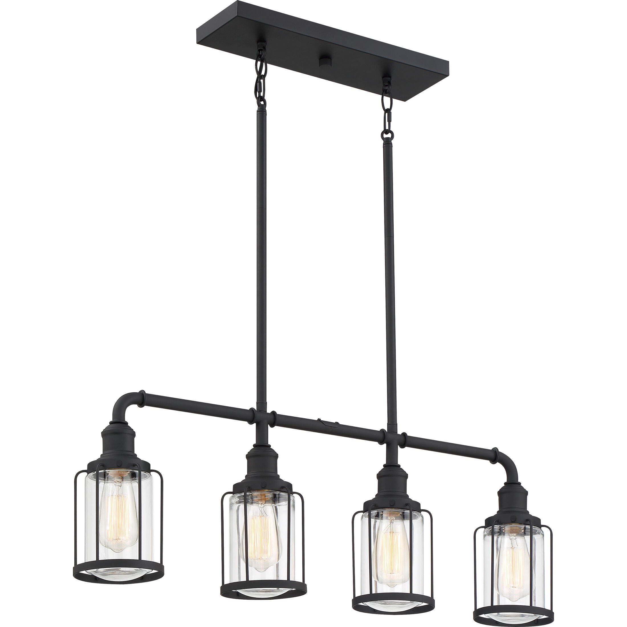 Ludlow 4 Light 34 inch Earth Black Linear Chandelier Ceiling Light